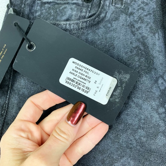 rag & bone | Nina High Rise Ankle Cigarette Jean Snake Foil - Picture 5 of 10